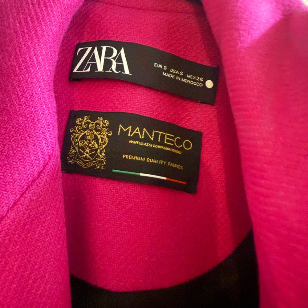 ZARA x Manteco Hot Pink Wool Blend Tailored Coat – Size Small – NWT $189 - Picture 2 of 5